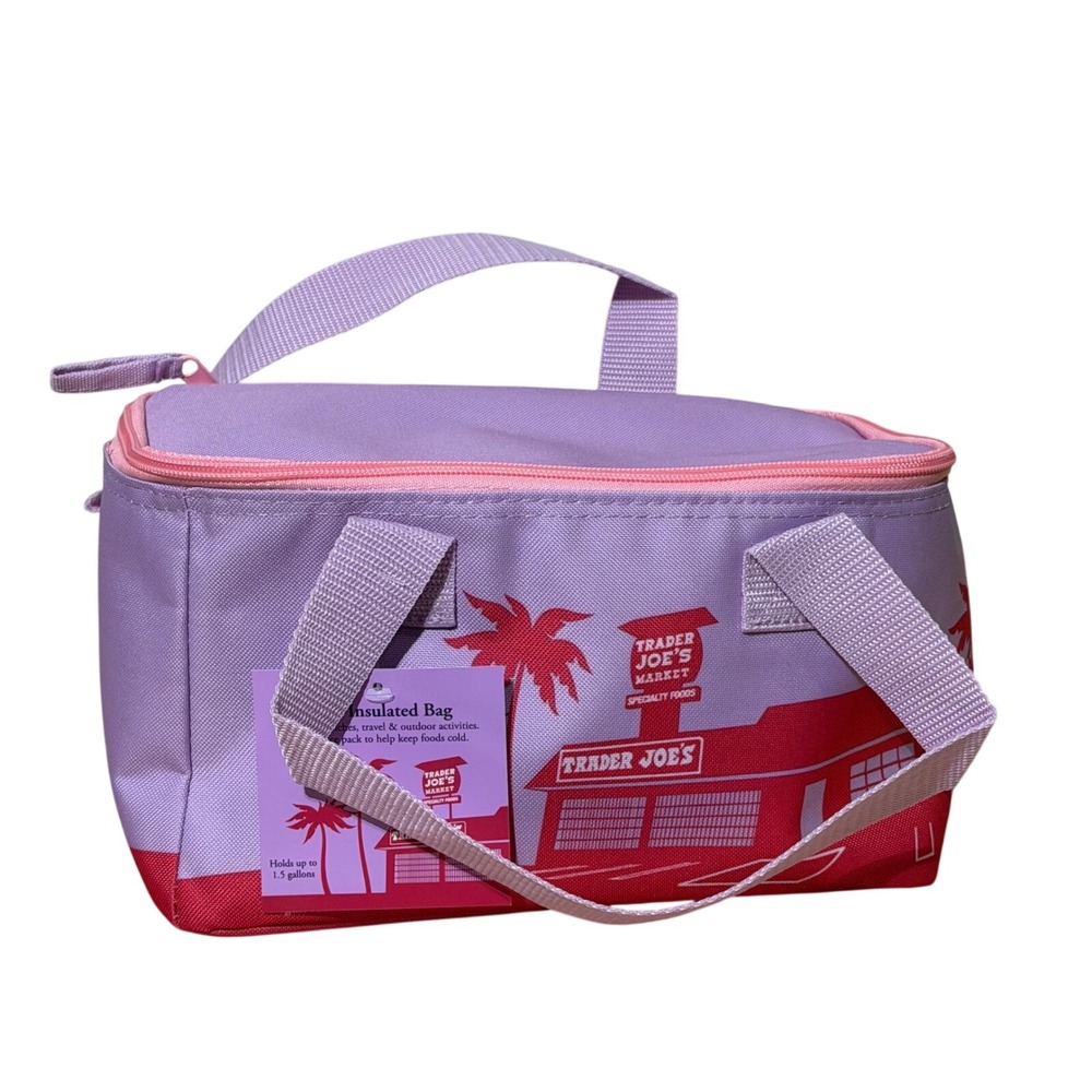 Trader Joe's Insulated Bag Unisex Small Purple Mini Tote 1.5 Gallon Cooler NWT